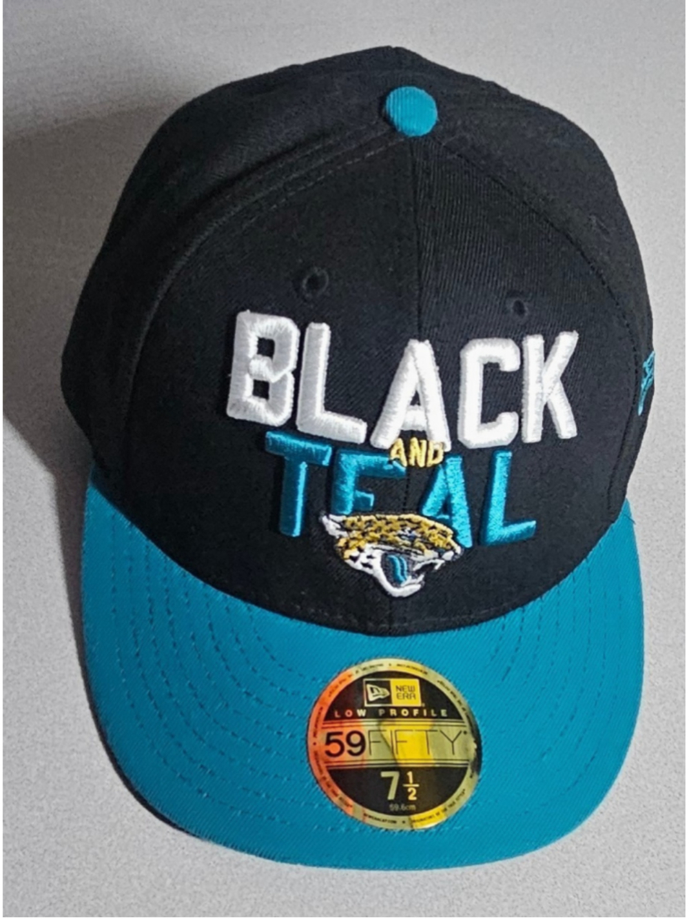 New Era 59FIFTY Low Profile Jacksonville Jaguars NFL Cap Black/Teal 7 1/2 DRAFT